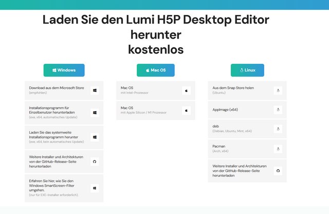 Website: Lumi Desktop für Windows, MacOS oder Linux herunterladen