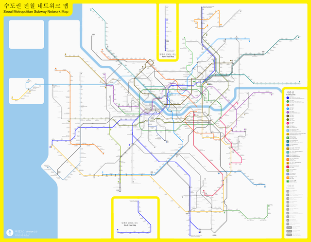 Karte der U-Bahn Linien in Seoul