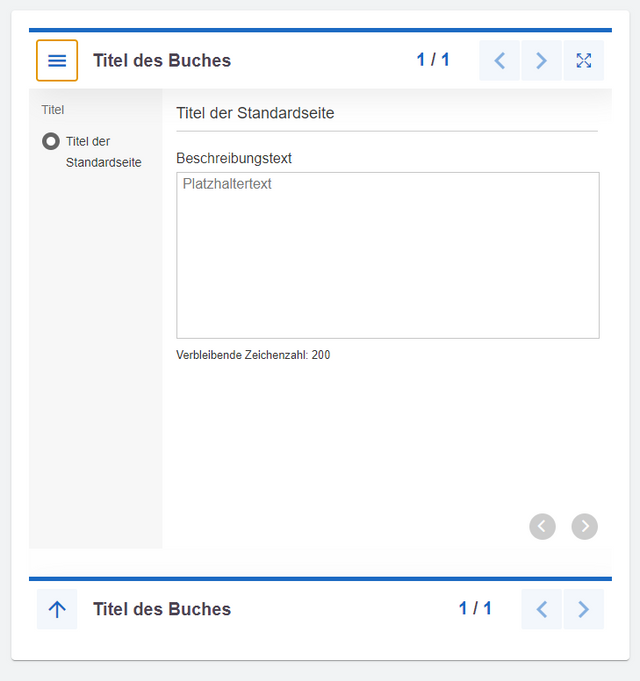 Standardseite mit Texteingabefeld im Vorschaumodus