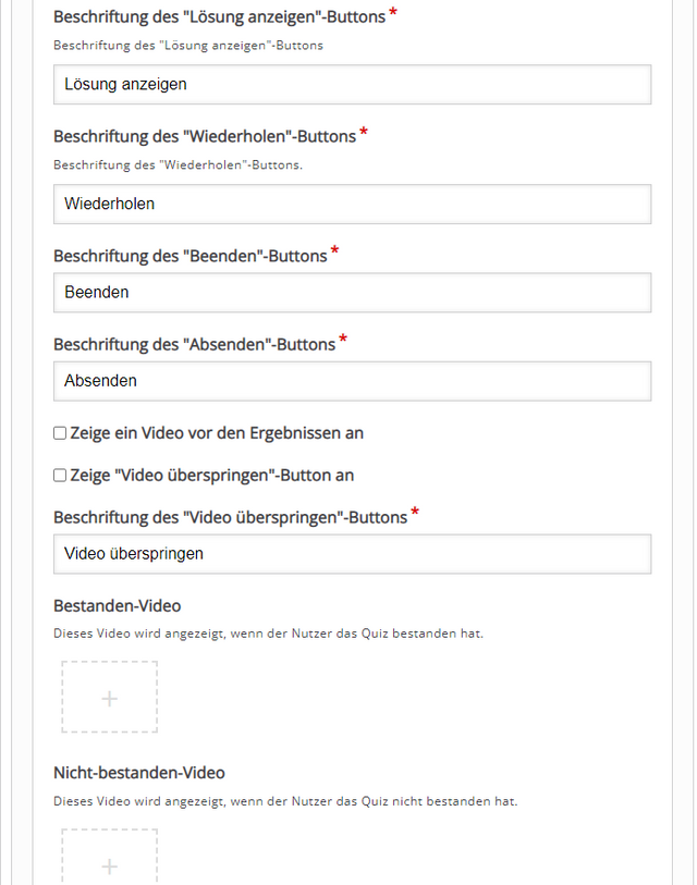 Ein Video als Abschluss eines Quizzes