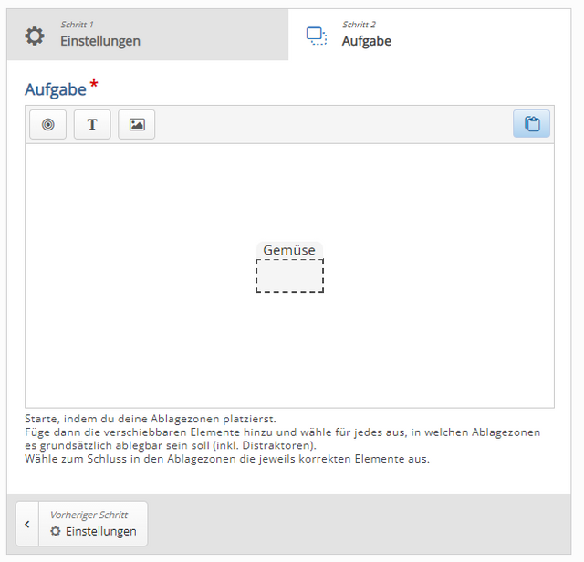 Eine neue Ablagezone wurde erstellt