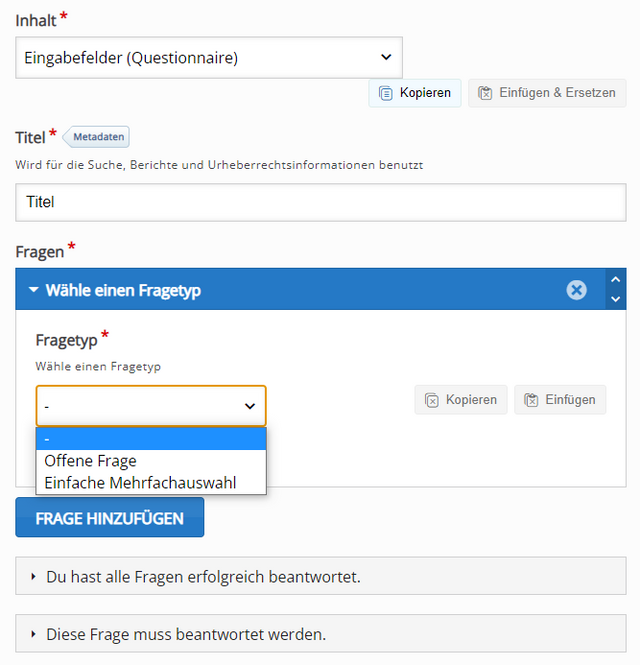 Editor für Eingabefelder