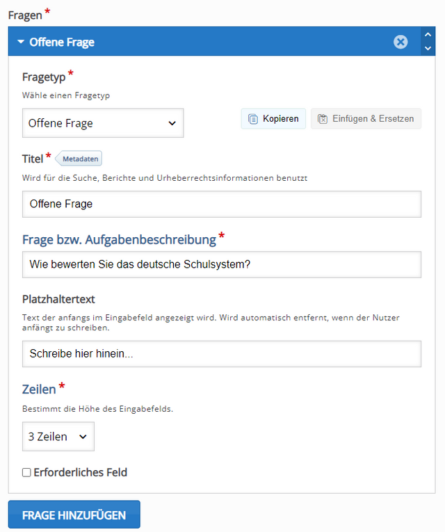 Editor für offene Frage