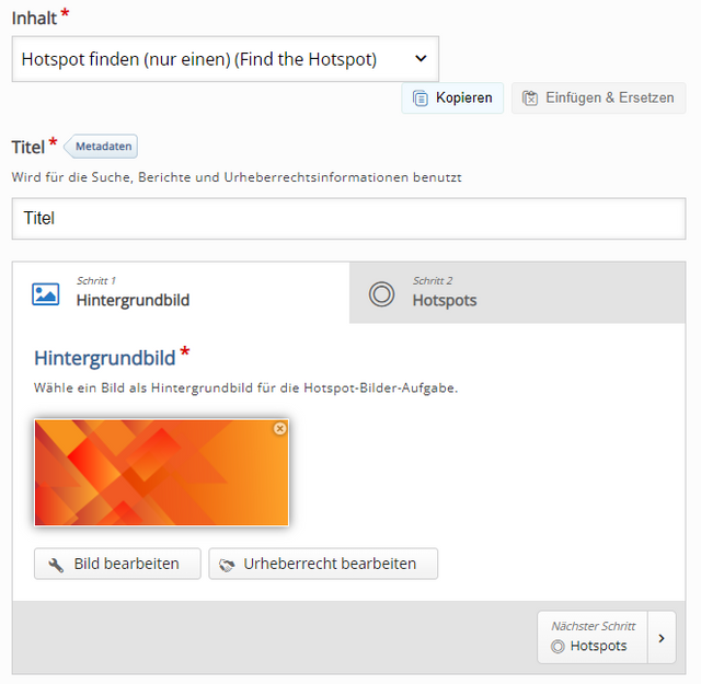 Hintergrundbild für den Hotspot auswählen