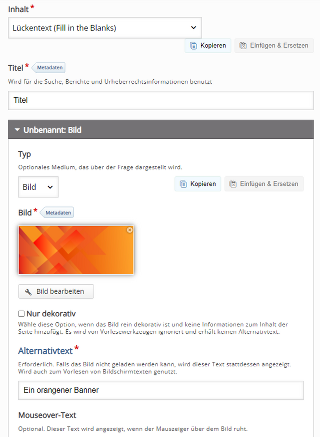 Medium für Lückentext