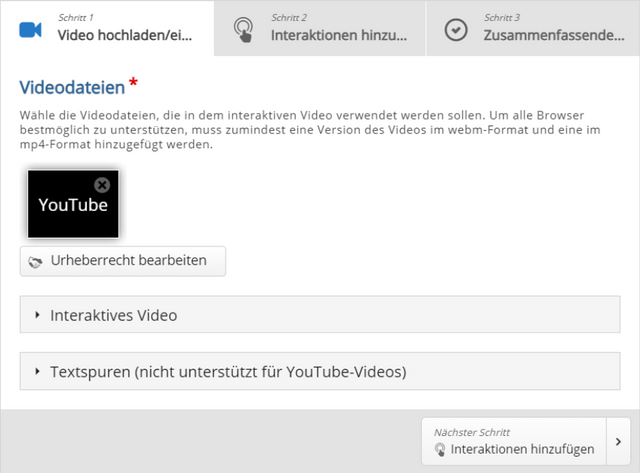 Editor des interaktiven Videos
