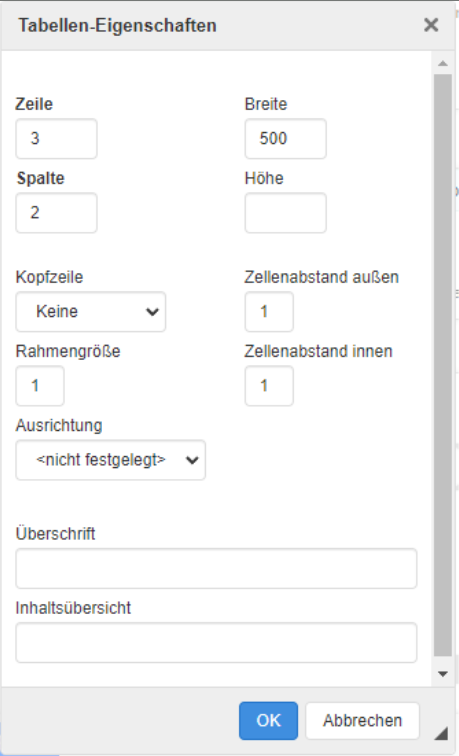 Tabellen-Editor