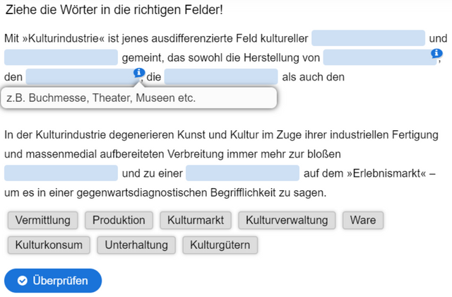 Vor dem Ausfüllen der Lücken