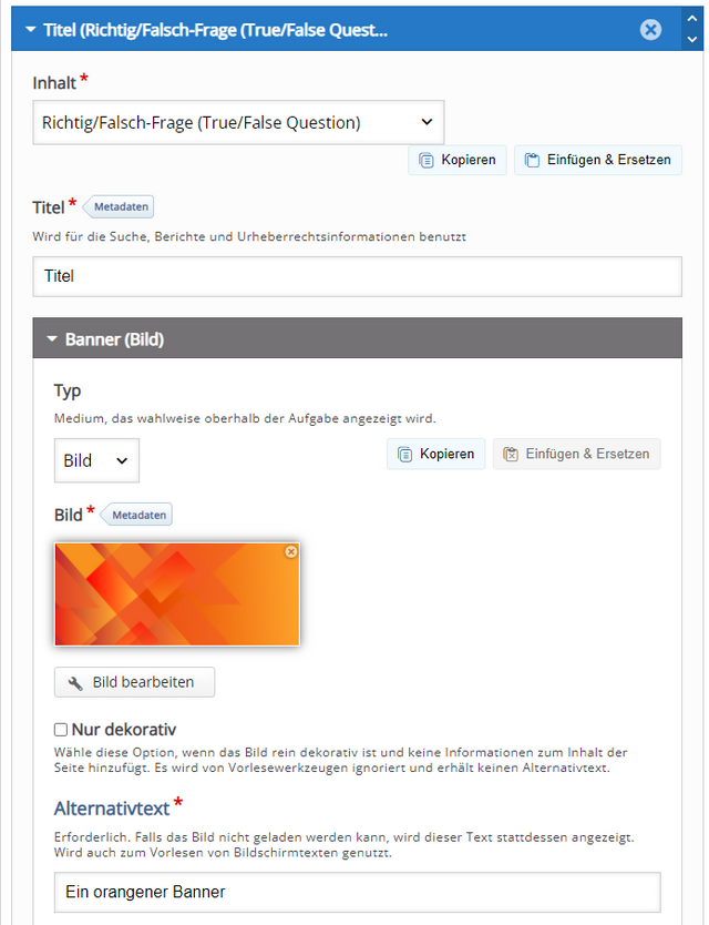 Medium für True/False Frage