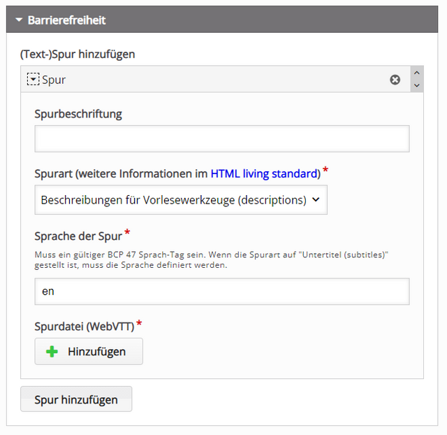Textspur hinzufügen