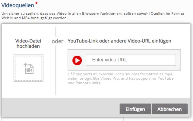 Die Importmöglichkeiten einer Videoquelle