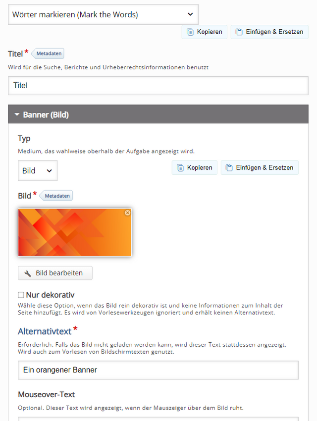 Medium für Lückentext